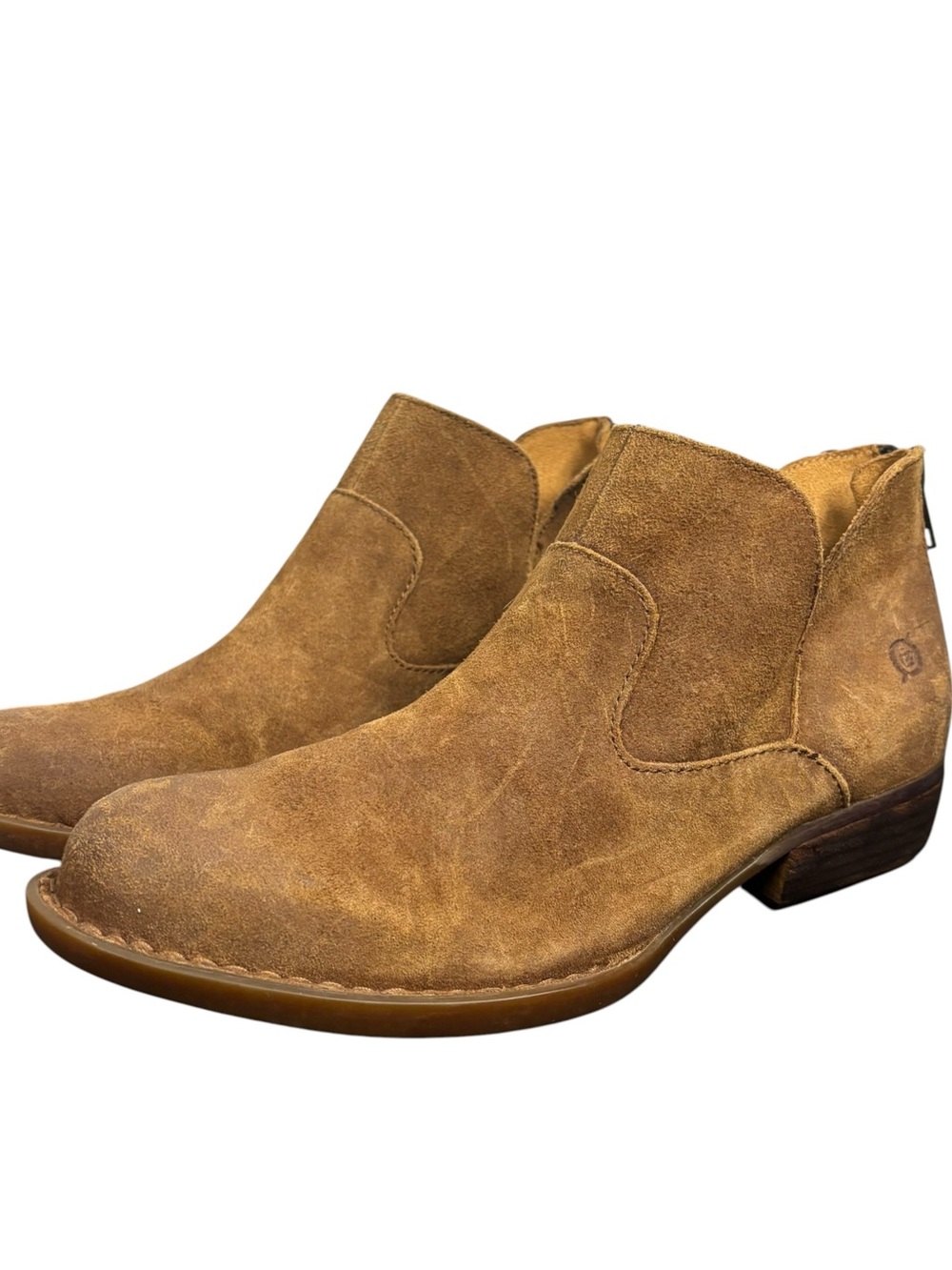 BORN Kerri Brown Leather Ankle Booties Women’s Size 8.5M